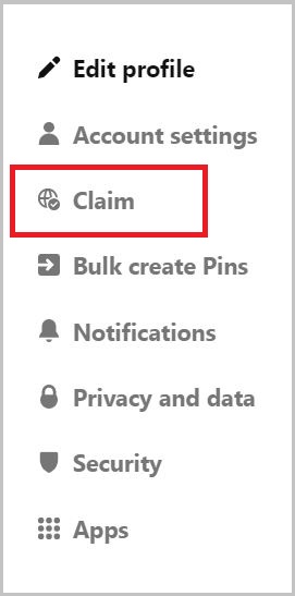 Claim your website on Pinterest